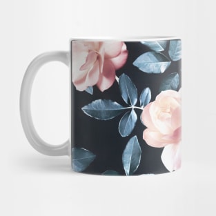 Old Fashioned Moody Roses in Salmon and Blue Grey Mug